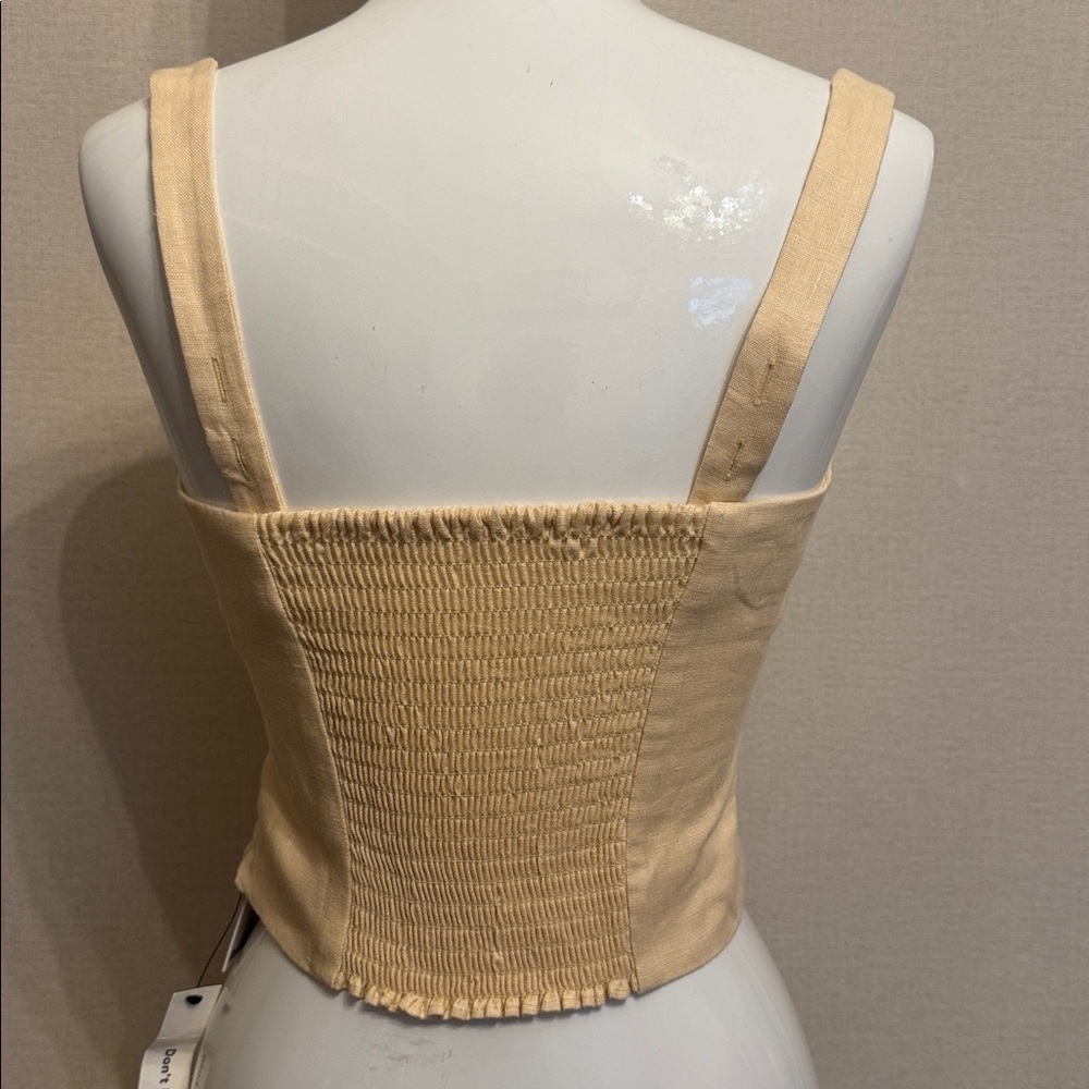 Reformation Juliet Linen Top Yellow - Size 2 - Picture 3 of 13